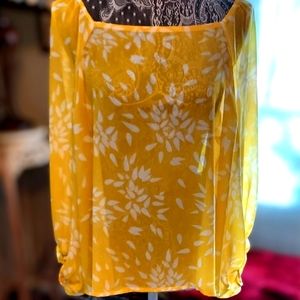 A New Day- Yellow & White Sheer Top